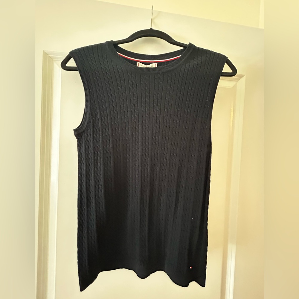 Tommy Hilfiger cable knit blue tank sweater